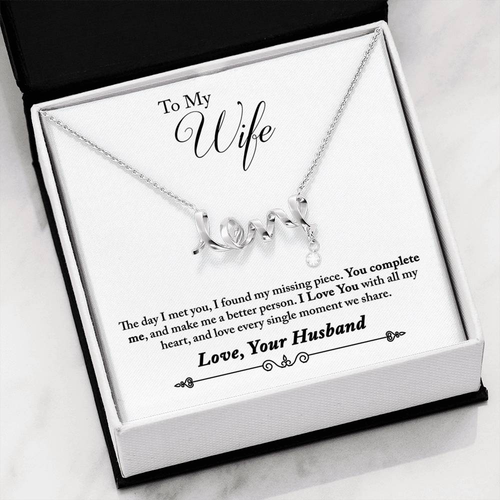 Scripted Love Necklace With Special Gift Message To Wife From Husband