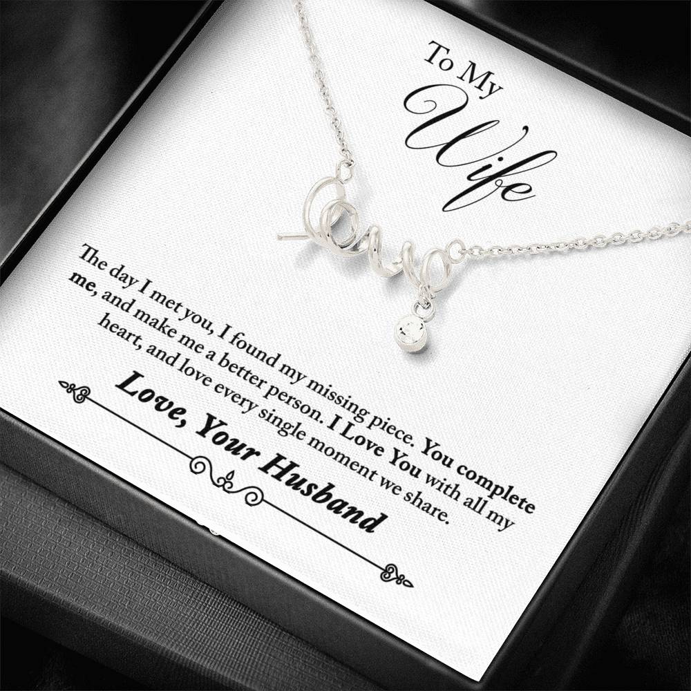 Scripted Love Necklace With Special Gift Message To Wife From Husband