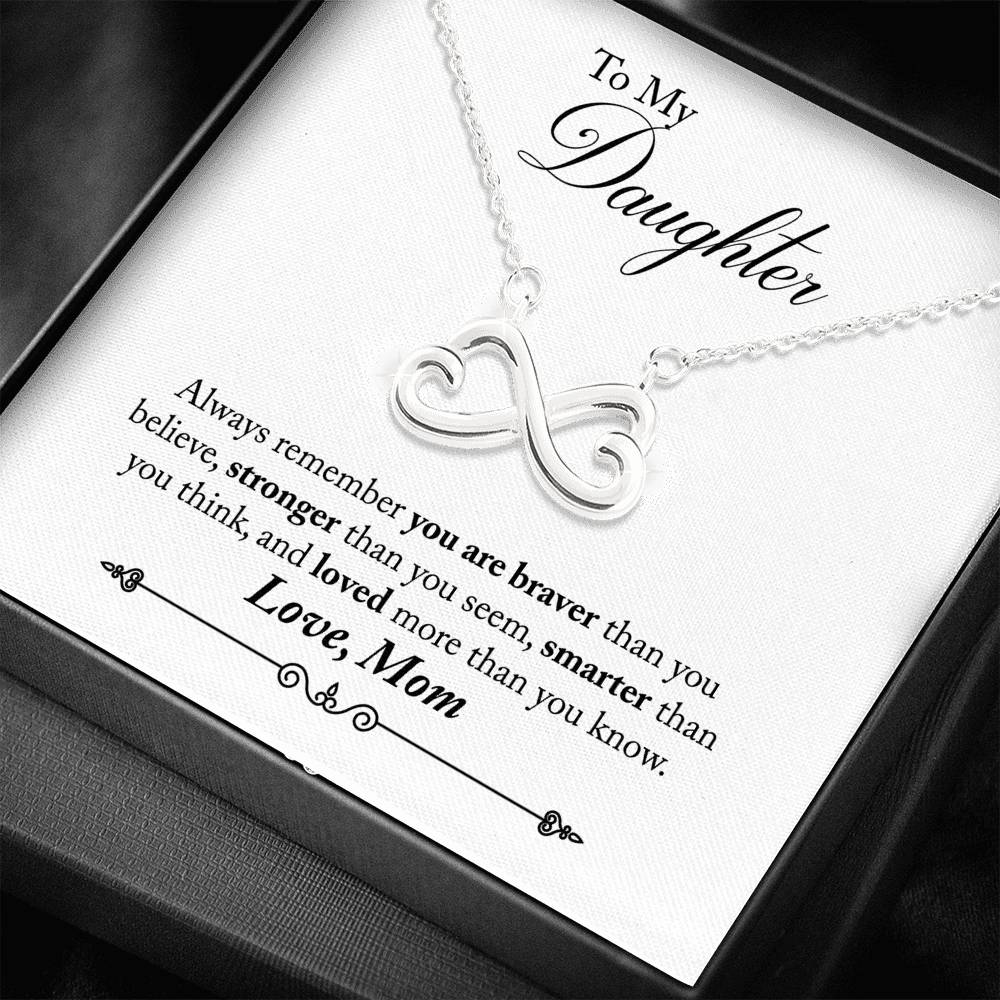 Infinity Hearts Necklace With Special Gift Message To Daughter From Mom