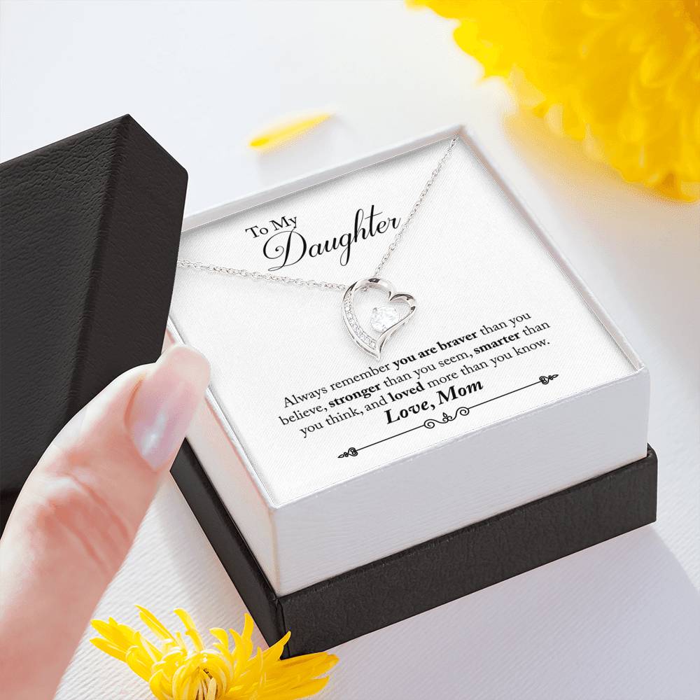 Forever Love Heart Necklace With Special Gift Message To Daughter From Mom
