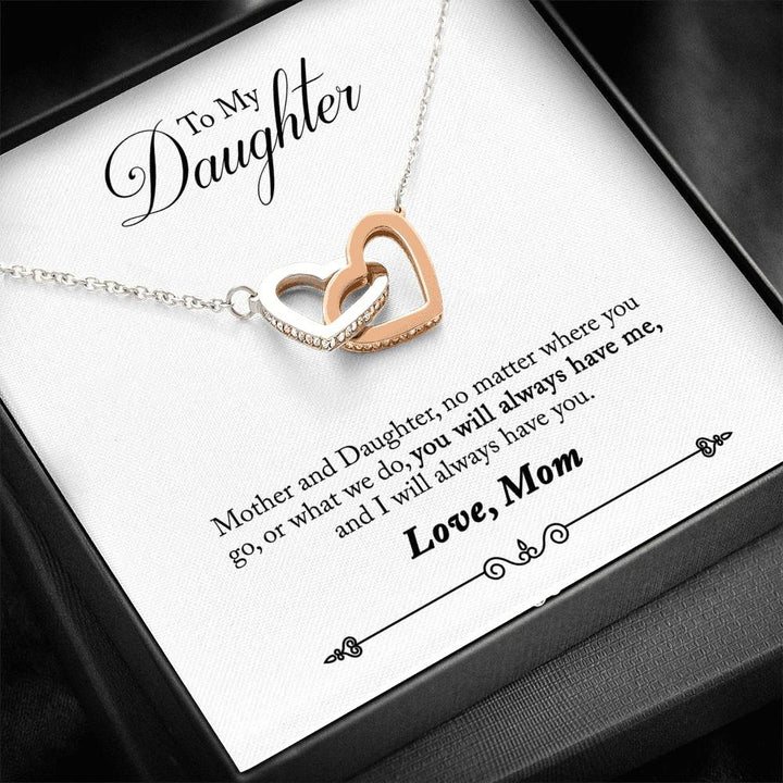 Interlocking Hearts Necklace With Special Gift Message To Daughter