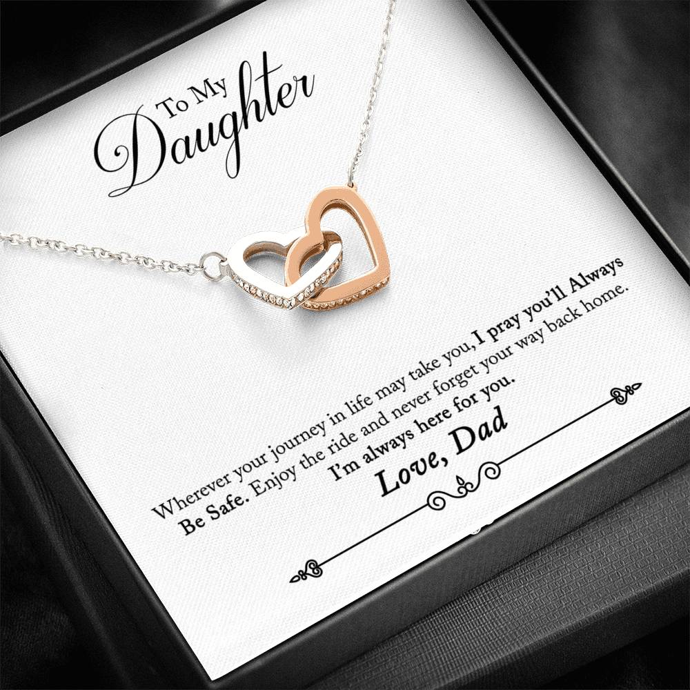 Interlocking Hearts Necklace With Special Gift Message To Daughter From Dad